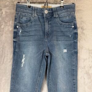 Ab tech Womens Blue Distressed Denim Jeans Skinny Fit Size